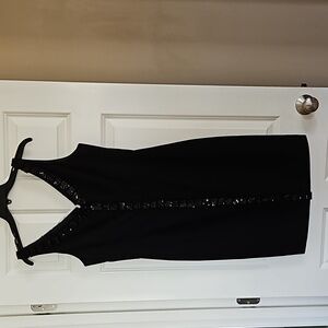 Black Carmen Marc Valvo cocktail dress with sequins. Size 8